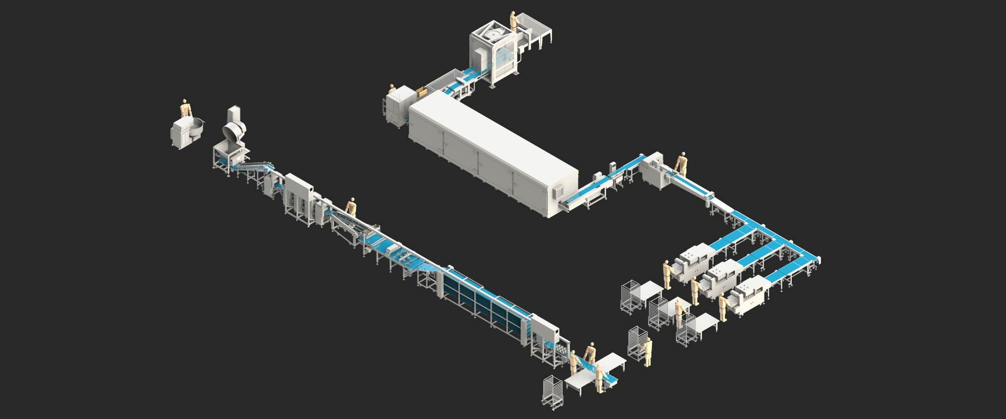Linha de produção de máquinas alimentícias que economizam mão de obra